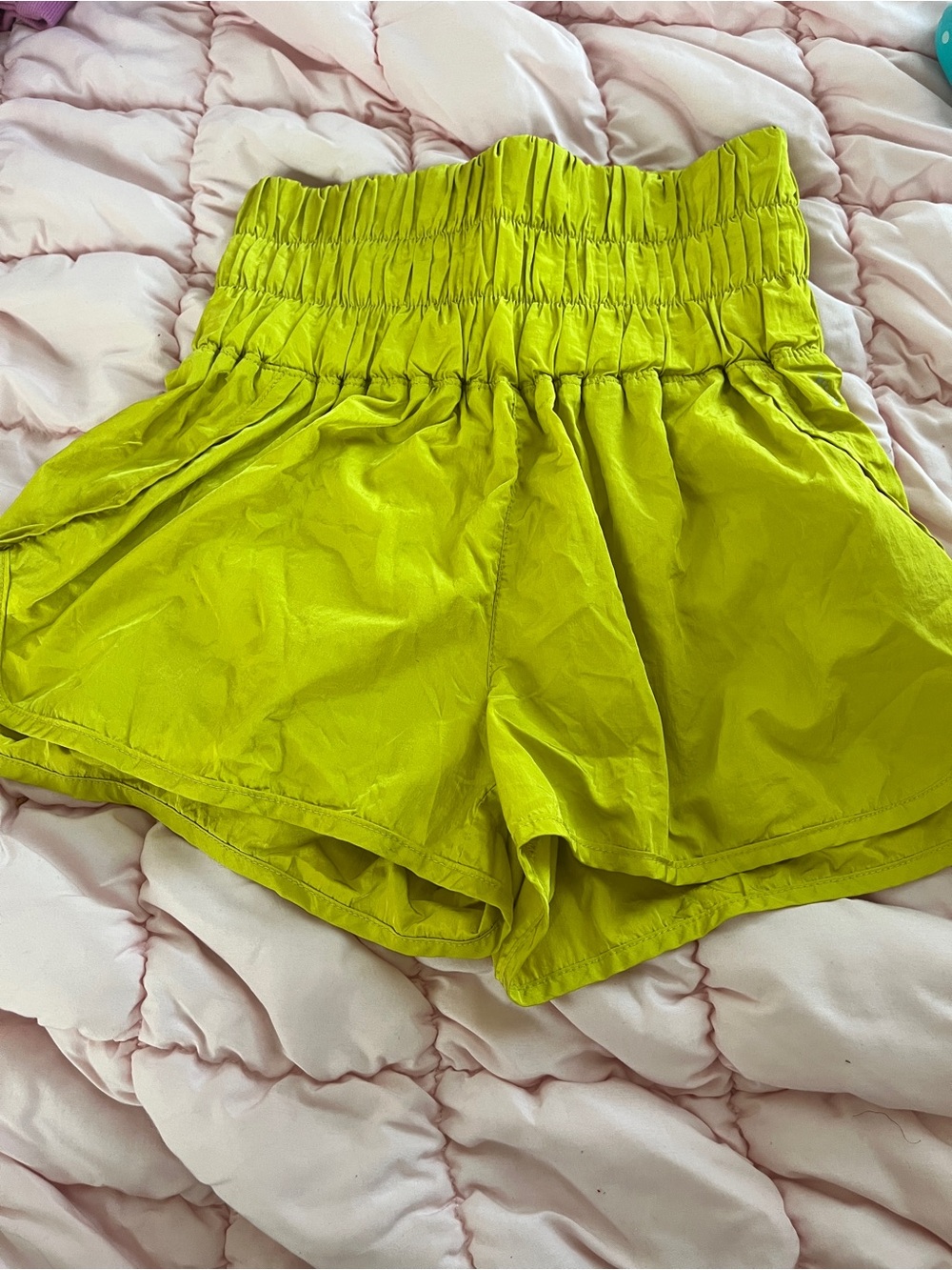 Free People High-Waist Neon Lime Athletic Shorts